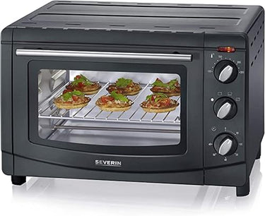 SEVERIN Baking and Toaster Oven, Mini Oven with Grill Rack, Baking Tray and Crumb Tray, Versatile Oven with 20 Oven Capacity, 1,500 W, Black, TO 2067 on Sale